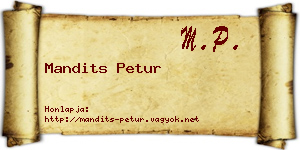 Mandits Petur névjegykártya